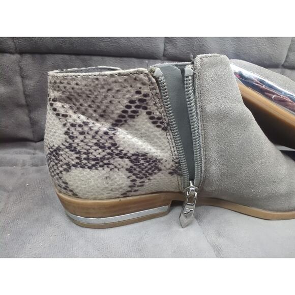 Fergie Booties Womens 8 Indigo, Talliogrey Suede Faux Snake Skin Zipper - Picture 16 of 16